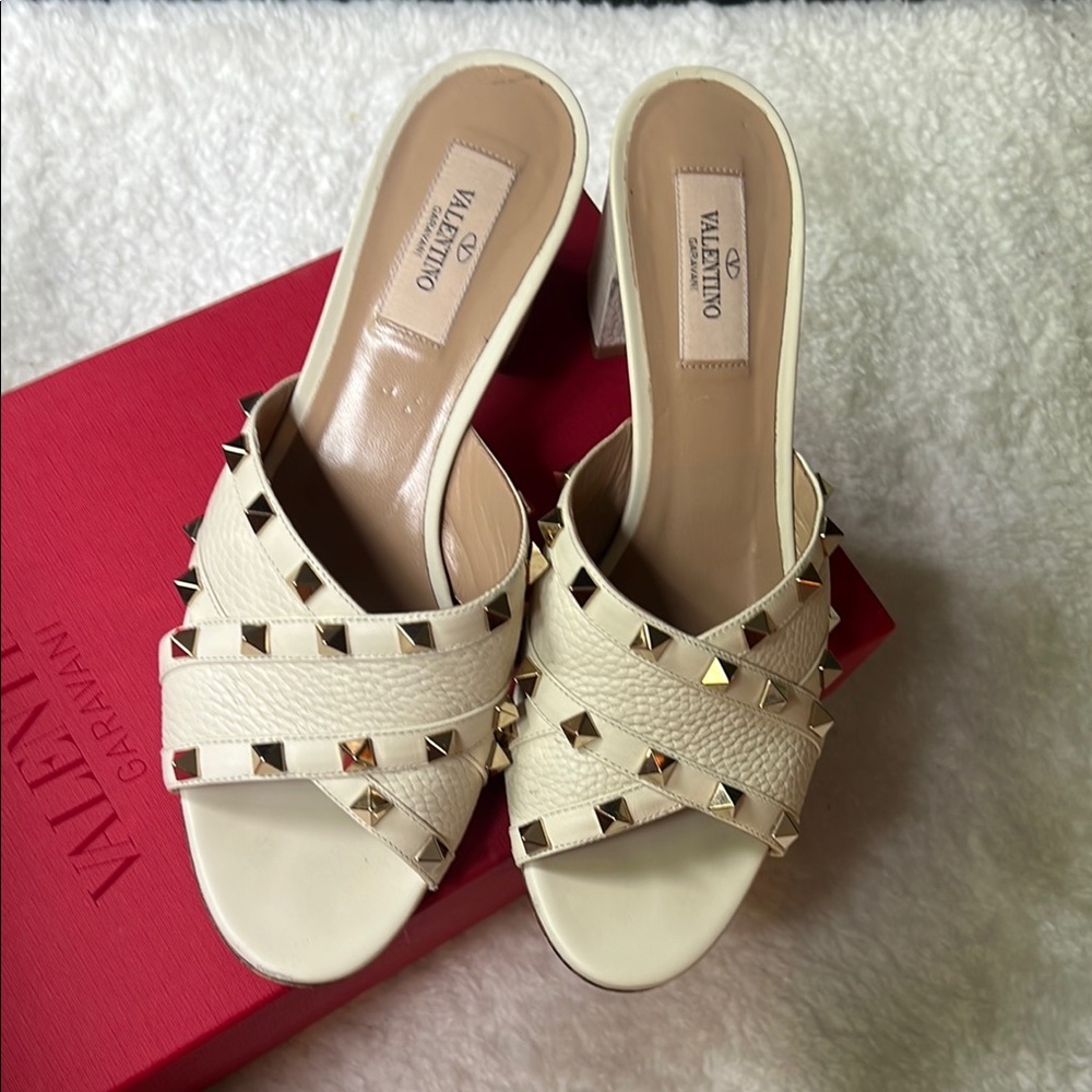 Valentino Cream Studded Heels